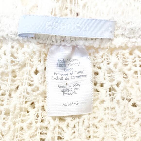 Eberjey Sun Warrior Cream Cotton Crochet Romper Cover Up M - Picture 6 of 7